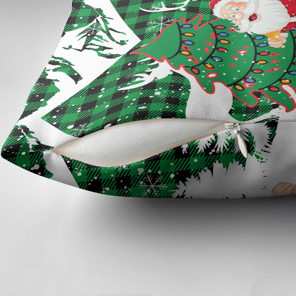 Lebanon Christmas Pillow Cover with Santa Claus Reindeer Trees and Festive Knit Pattern - Wonder Print Shop