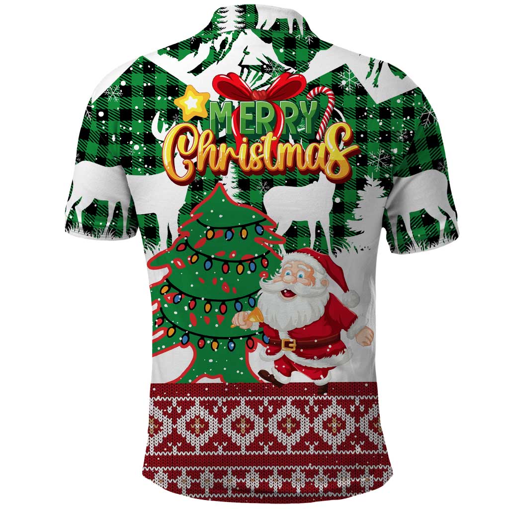 Lebanon Christmas Polo Shirt with Santa Claus Reindeer Trees and Festive Knit Pattern - Wonder Print Shop