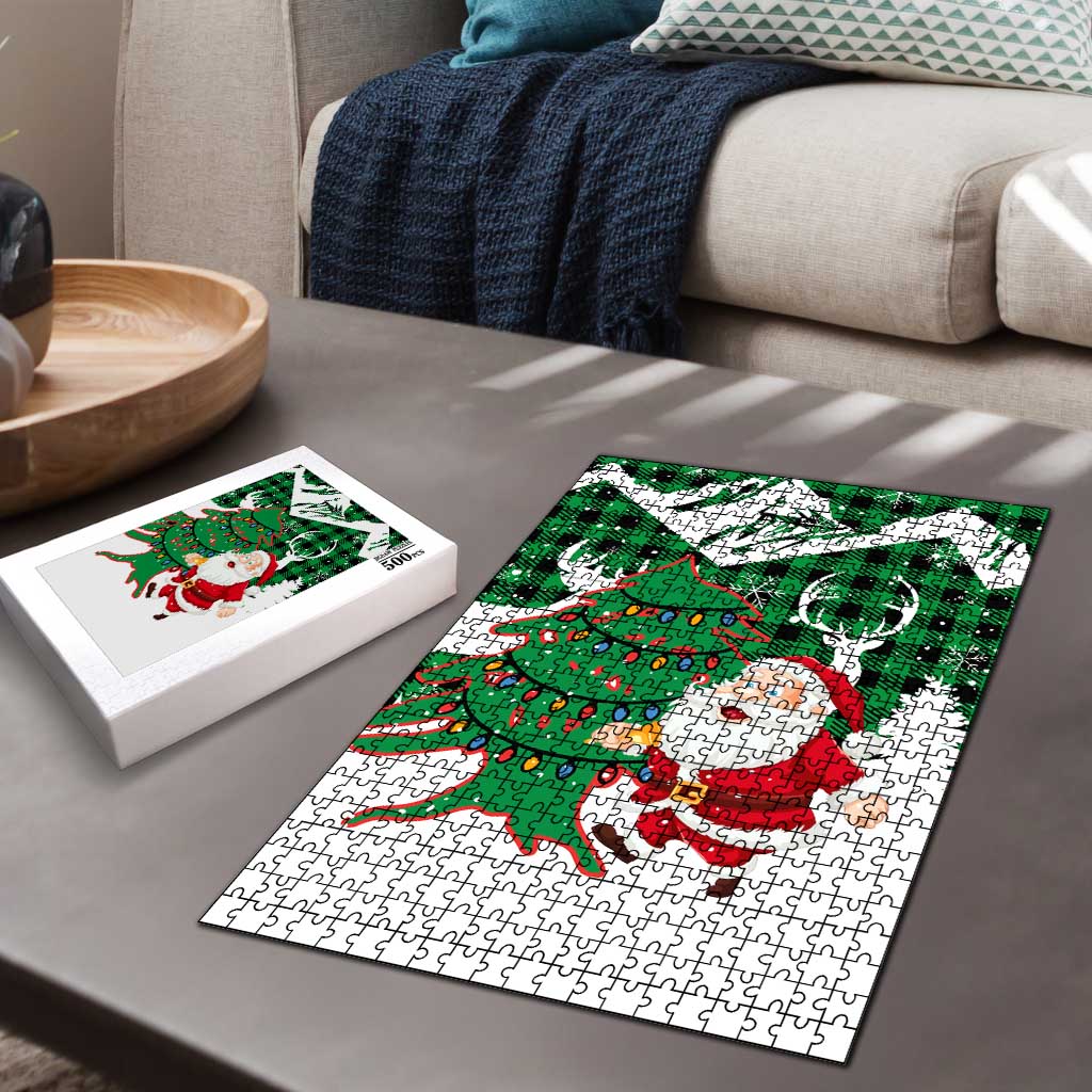 Lebanon Christmas Puzzle with Santa Claus Reindeer Trees and Festive Knit Pattern - Wonder Print Shop