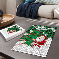 Lebanon Christmas Puzzle with Santa Claus Reindeer Trees and Festive Knit Pattern - Wonder Print Shop