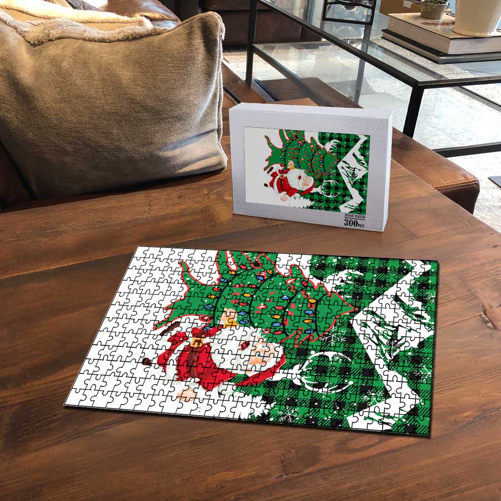 Lebanon Christmas Puzzle with Santa Claus Reindeer Trees and Festive Knit Pattern - Wonder Print Shop