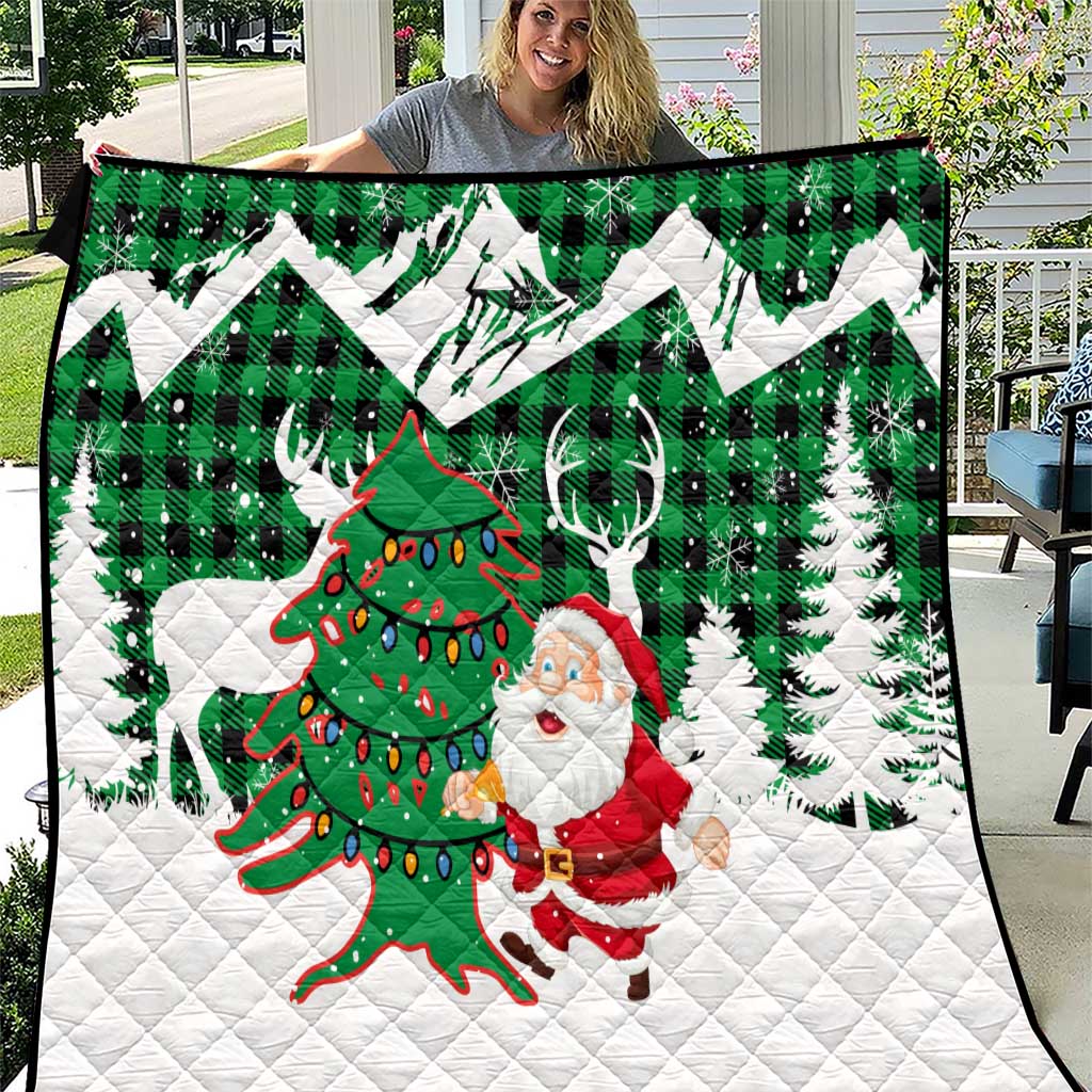 Lebanon Christmas Quilt with Santa Claus Reindeer Trees and Festive Knit Pattern - Wonder Print Shop