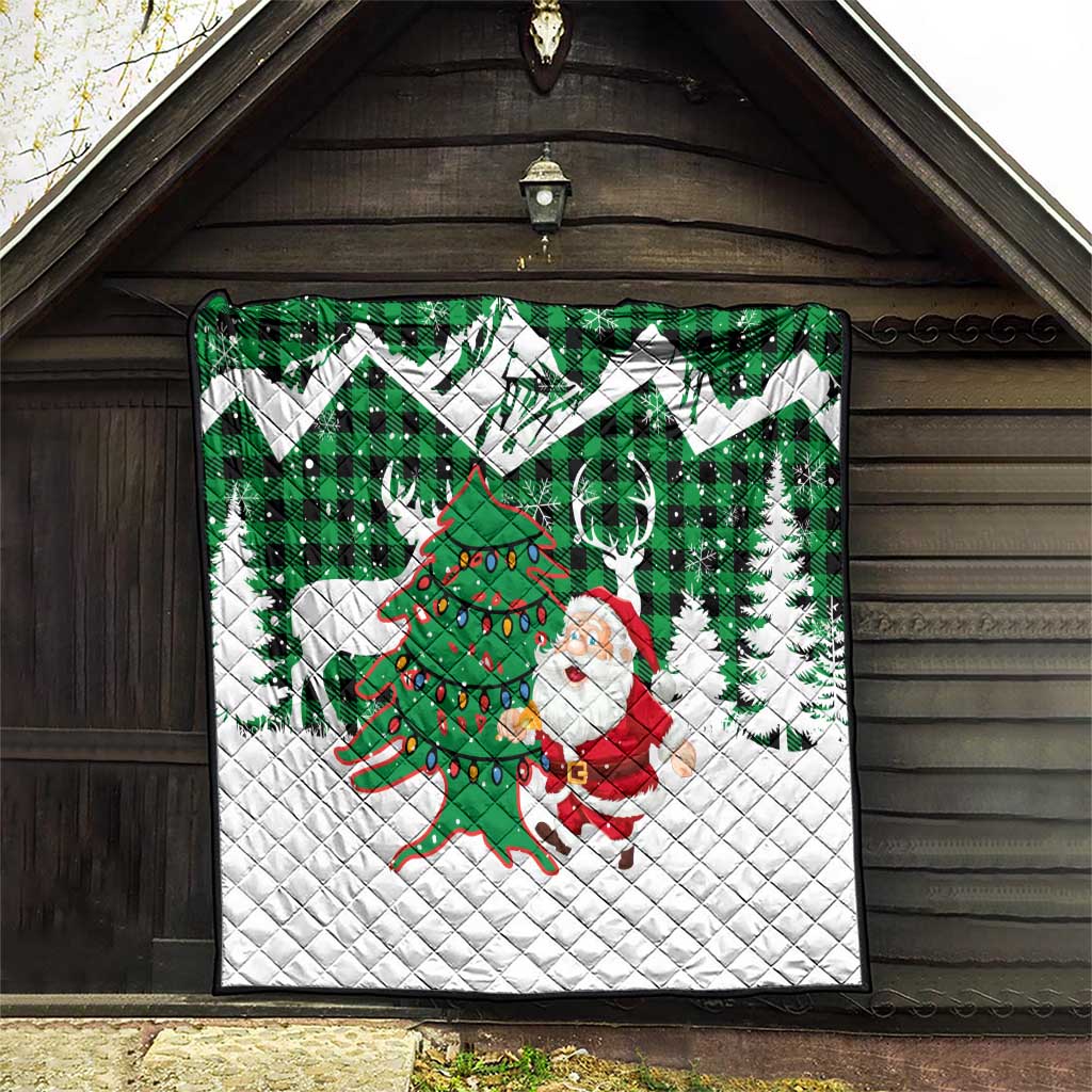 Lebanon Christmas Quilt with Santa Claus Reindeer Trees and Festive Knit Pattern - Wonder Print Shop