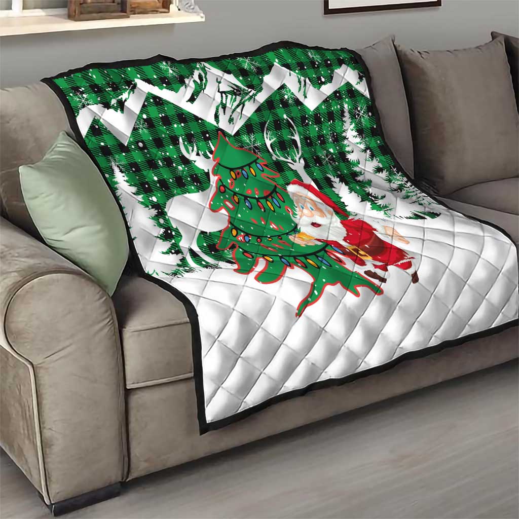 Lebanon Christmas Quilt with Santa Claus Reindeer Trees and Festive Knit Pattern - Wonder Print Shop