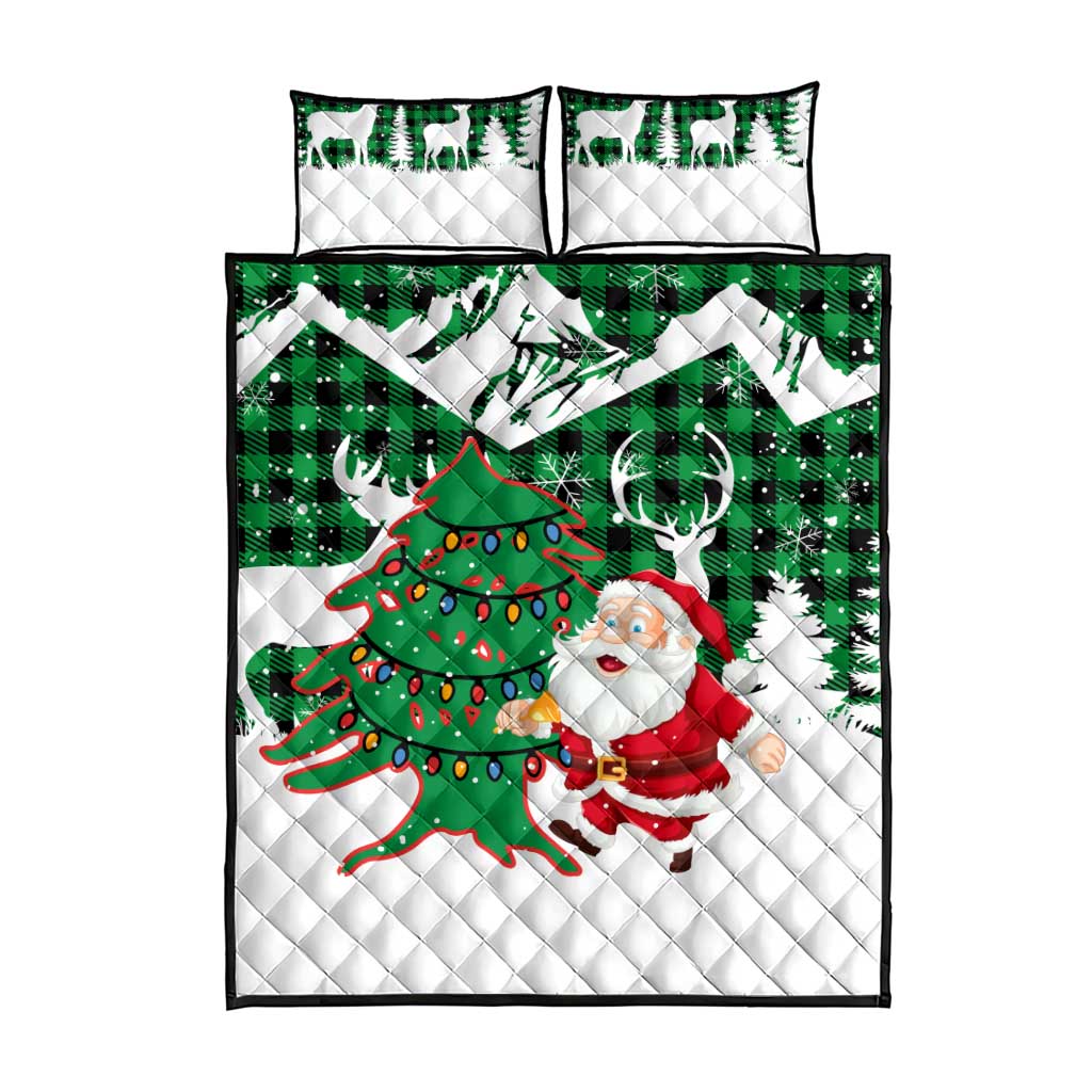 Lebanon Christmas Quilt Bed Set with Santa Claus Reindeer Trees and Festive Knit Pattern - Wonder Print Shop