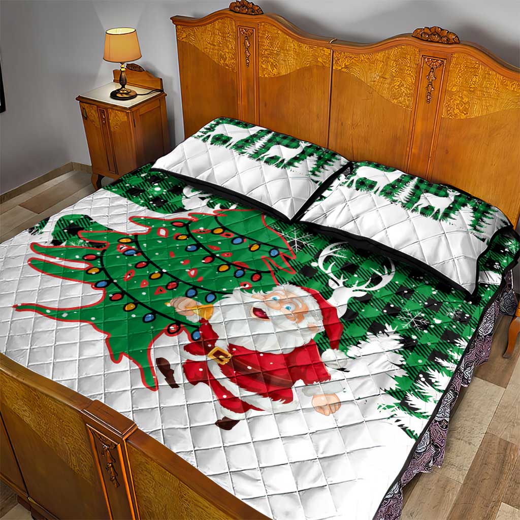 Lebanon Christmas Quilt Bed Set with Santa Claus Reindeer Trees and Festive Knit Pattern - Wonder Print Shop