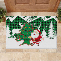 Lebanon Christmas Rubber Doormat with Santa Claus Reindeer Trees and Festive Knit Pattern - Wonder Print Shop