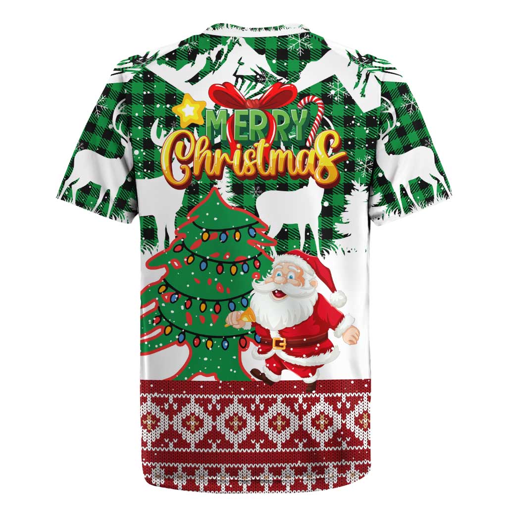 Lebanon Christmas Rugby Jersey with Santa Claus Reindeer Trees and Festive Knit Pattern - Wonder Print Shop