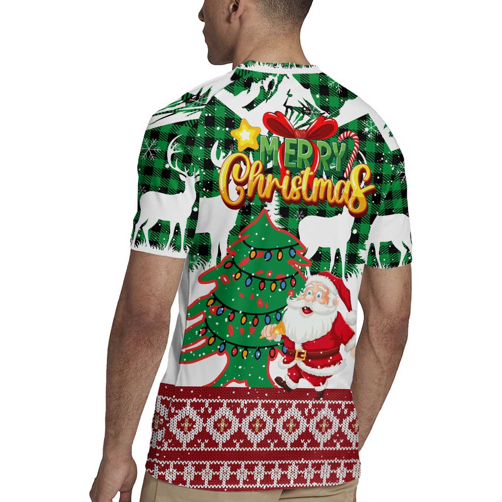 Lebanon Christmas Rugby Jersey with Santa Claus Reindeer Trees and Festive Knit Pattern - Wonder Print Shop