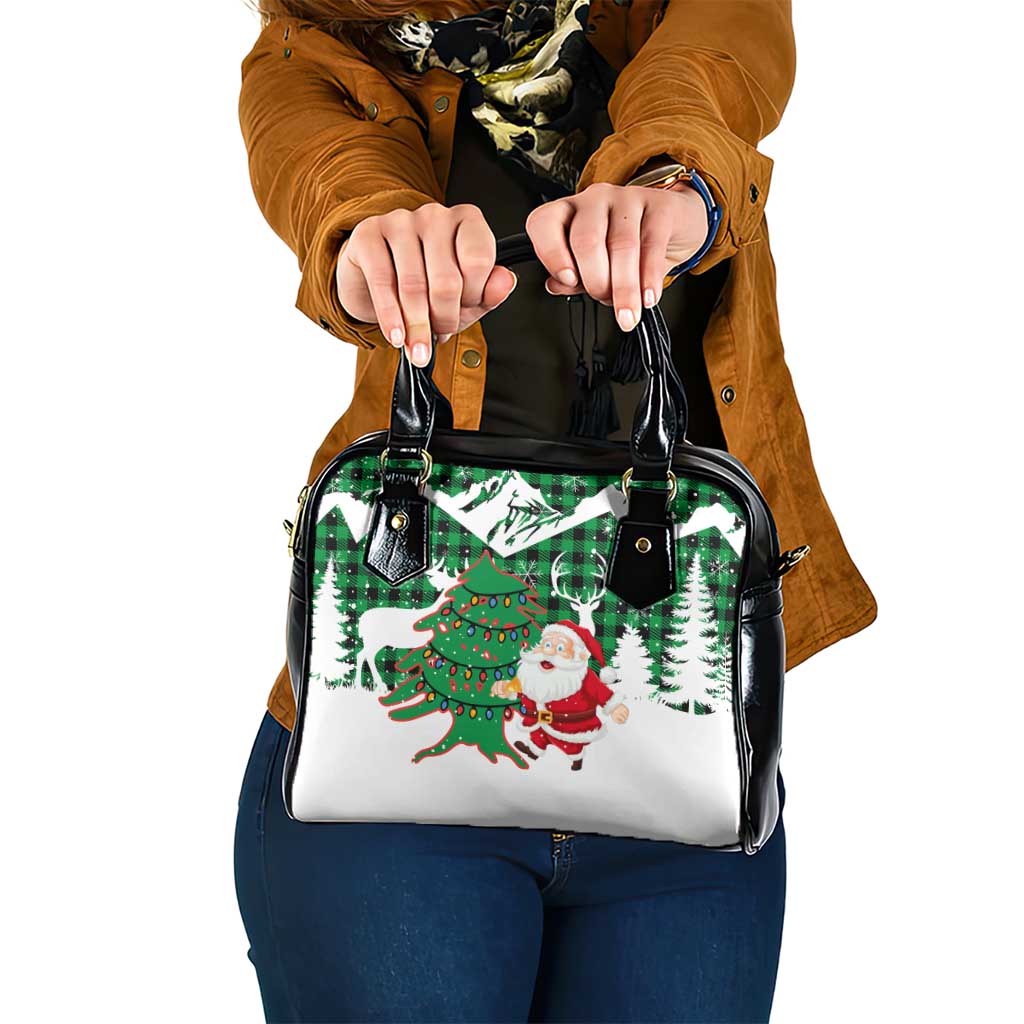 Lebanon Christmas Shoulder Handbag with Santa Claus Reindeer Trees and Festive Knit Pattern - Wonder Print Shop