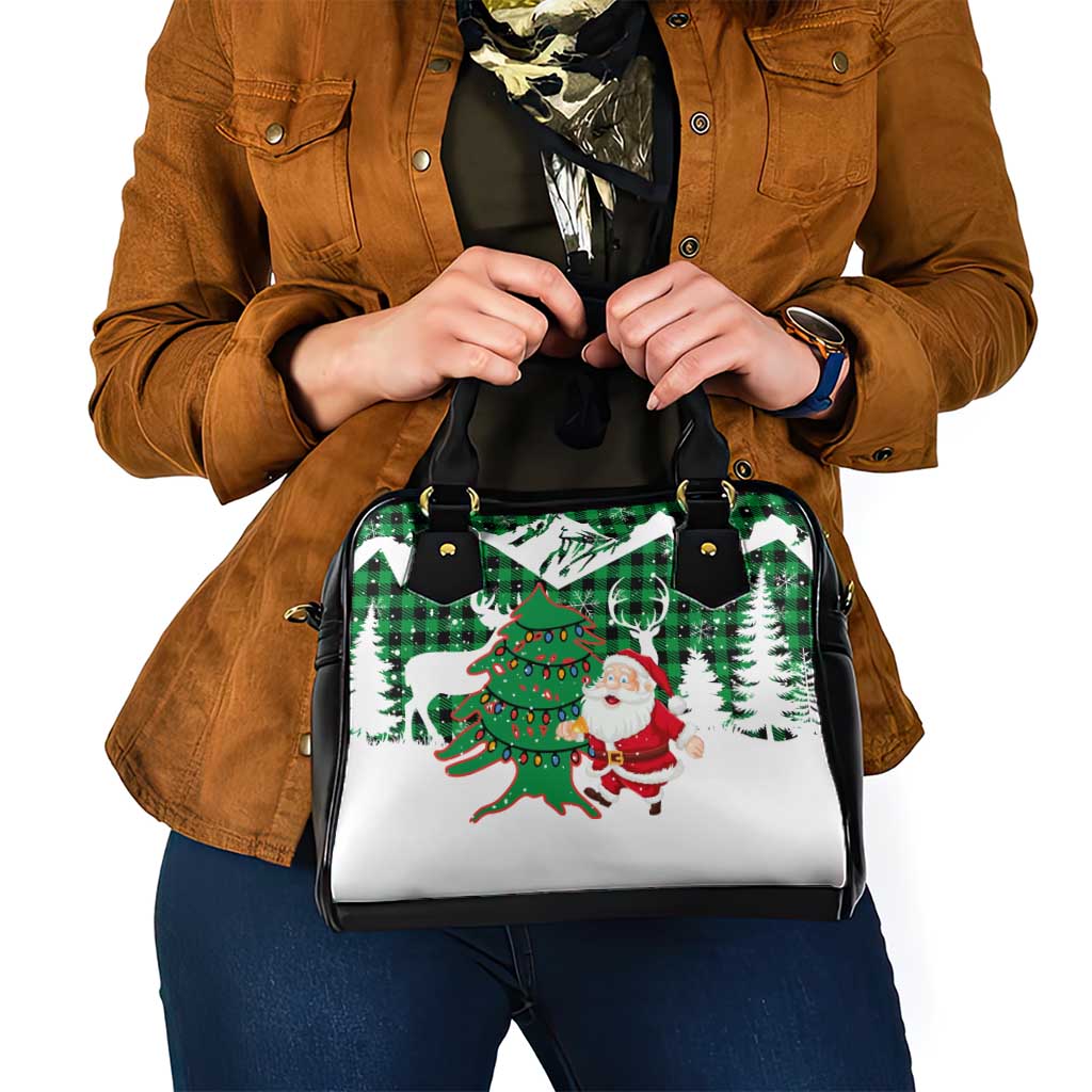 Lebanon Christmas Shoulder Handbag with Santa Claus Reindeer Trees and Festive Knit Pattern - Wonder Print Shop