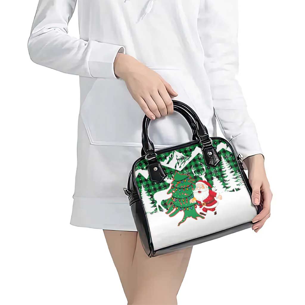 Lebanon Christmas Shoulder Handbag with Santa Claus Reindeer Trees and Festive Knit Pattern - Wonder Print Shop