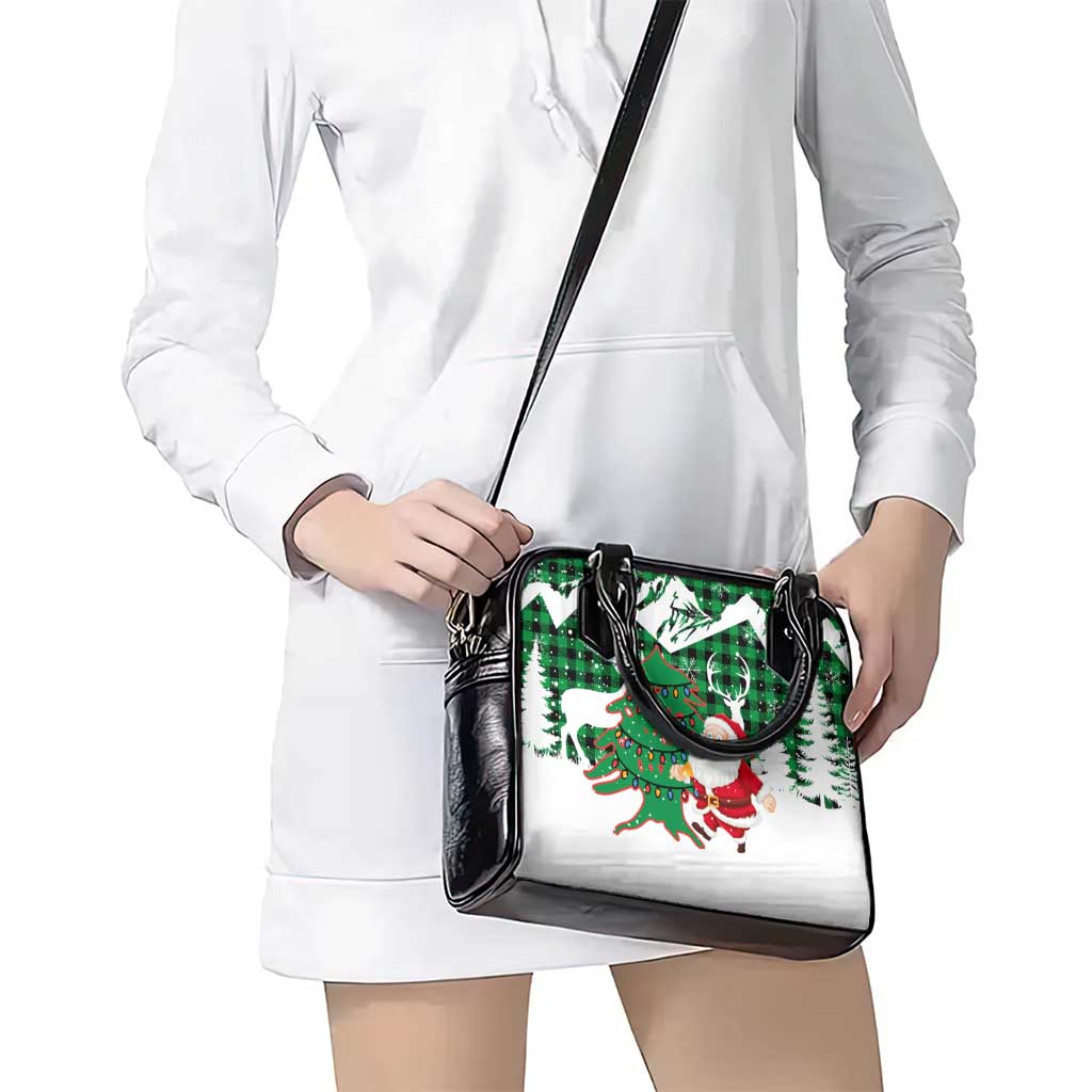 Lebanon Christmas Shoulder Handbag with Santa Claus Reindeer Trees and Festive Knit Pattern - Wonder Print Shop
