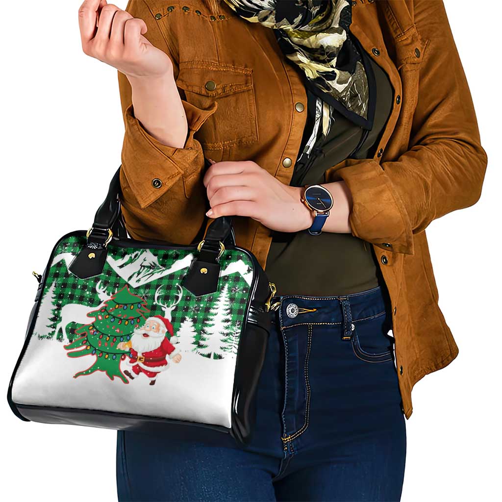 Lebanon Christmas Shoulder Handbag with Santa Claus Reindeer Trees and Festive Knit Pattern - Wonder Print Shop