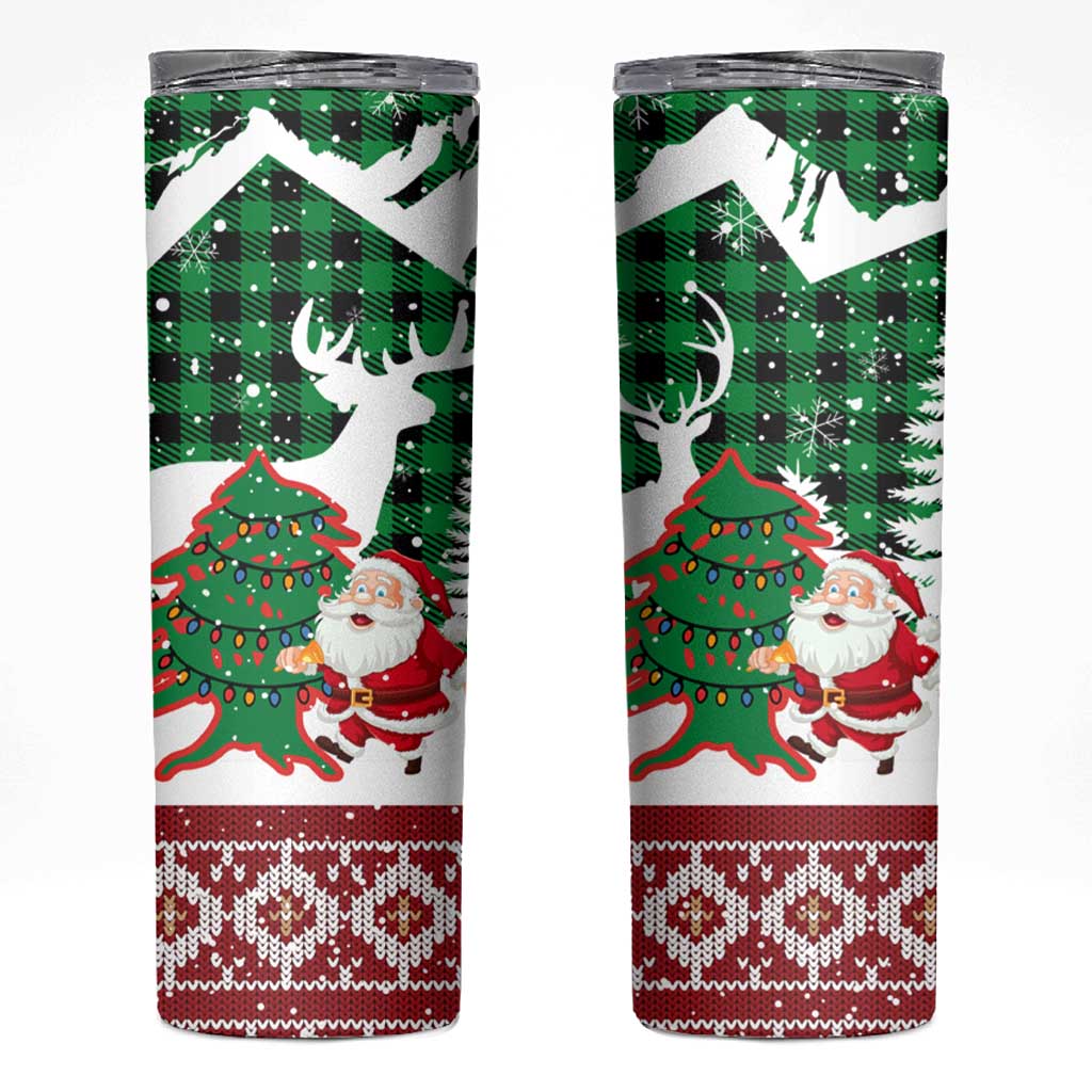 Lebanon Christmas Skinny Tumbler with Santa Claus Reindeer Trees and Festive Knit Pattern - Wonder Print Shop