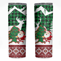Lebanon Christmas Skinny Tumbler with Santa Claus Reindeer Trees and Festive Knit Pattern - Wonder Print Shop