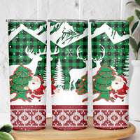 Lebanon Christmas Skinny Tumbler with Santa Claus Reindeer Trees and Festive Knit Pattern - Wonder Print Shop