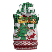 Lebanon Christmas Sleeveless Hoodie with Santa Claus Reindeer Trees and Festive Knit Pattern - Wonder Print Shop