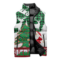 Lebanon Christmas Sleeveless Puffer Jacket with Santa Claus Reindeer Trees and Festive Knit Pattern - Wonder Print Shop