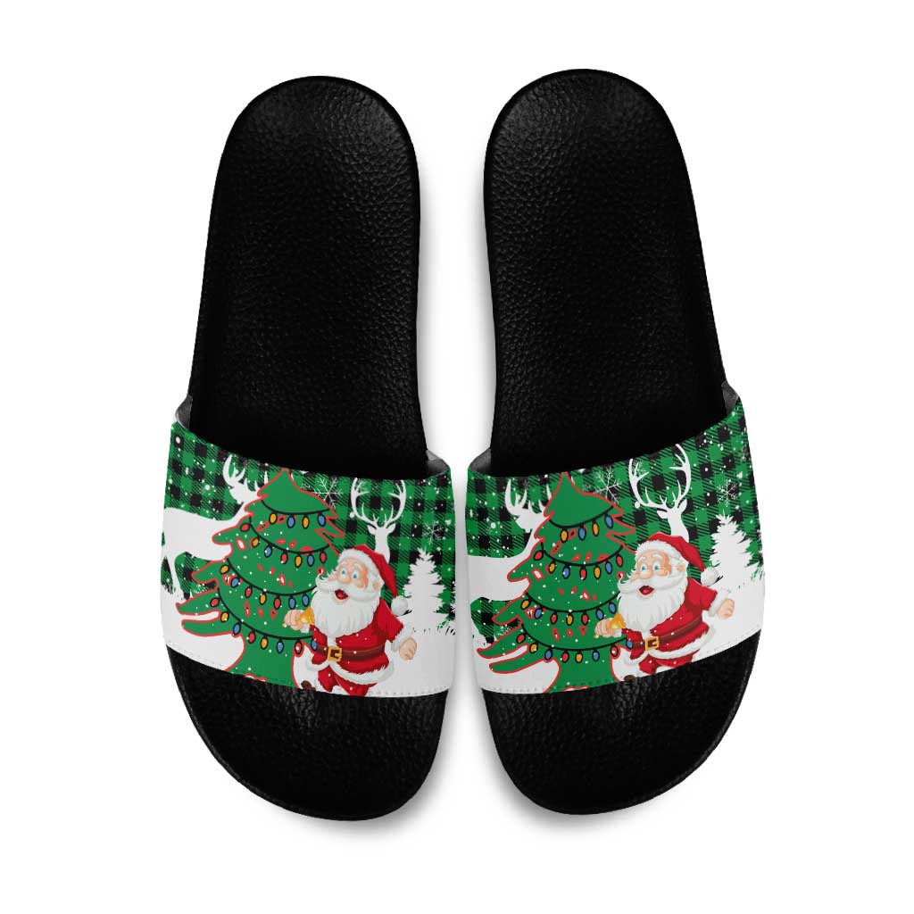 Lebanon Christmas Slide Sandals with Santa Claus Reindeer Trees and Festive Knit Pattern - Wonder Print Shop