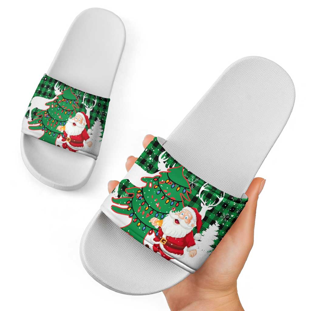 Lebanon Christmas Slide Sandals with Santa Claus Reindeer Trees and Festive Knit Pattern - Wonder Print Shop