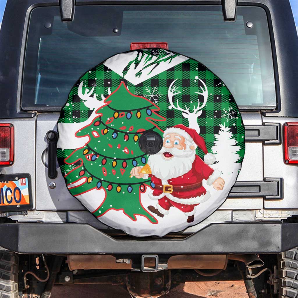 Lebanon Christmas Spare Tire Cover with Santa Claus Reindeer Trees and Festive Knit Pattern - Wonder Print Shop