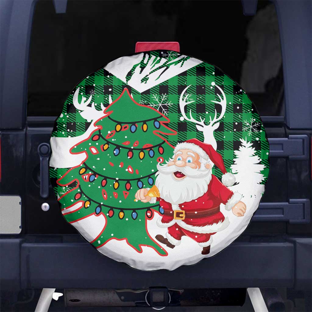 Lebanon Christmas Spare Tire Cover with Santa Claus Reindeer Trees and Festive Knit Pattern - Wonder Print Shop