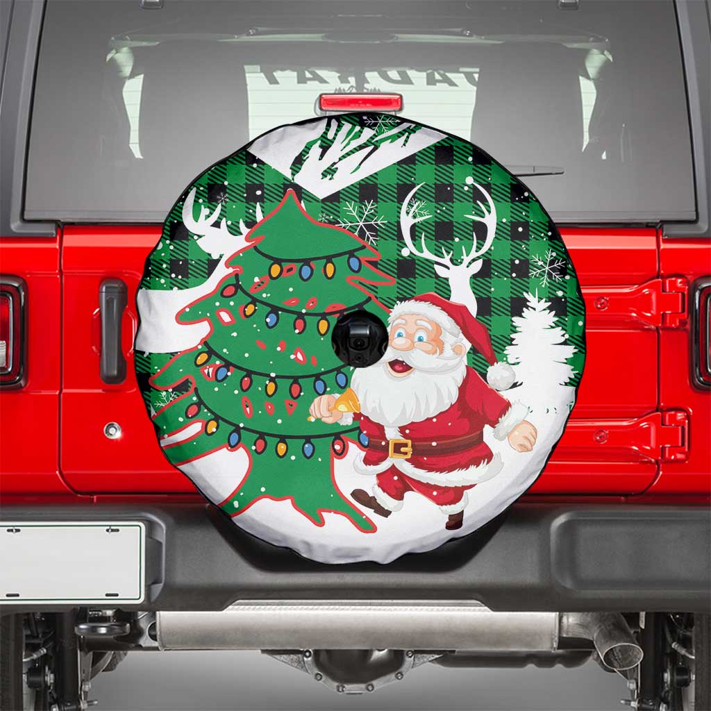 Lebanon Christmas Spare Tire Cover with Santa Claus Reindeer Trees and Festive Knit Pattern - Wonder Print Shop