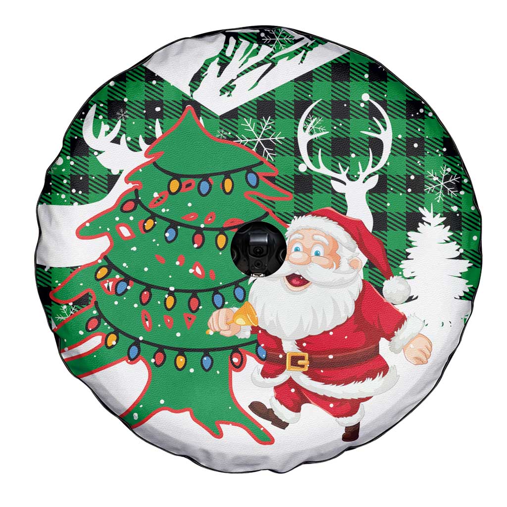Lebanon Christmas Spare Tire Cover with Santa Claus Reindeer Trees and Festive Knit Pattern - Wonder Print Shop