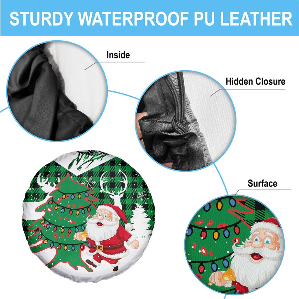 Lebanon Christmas Spare Tire Cover with Santa Claus Reindeer Trees and Festive Knit Pattern - Wonder Print Shop