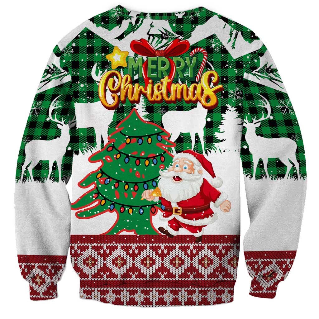 Lebanon Christmas Sweatshirt with Santa Claus Reindeer Trees and Festive Knit Pattern - Wonder Print Shop