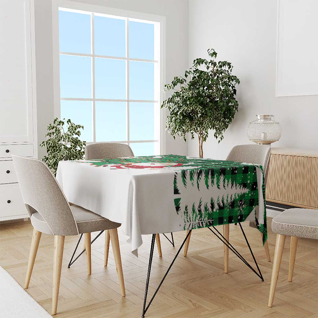Lebanon Christmas Tablecloth with Santa Claus Reindeer Trees and Festive Knit Pattern - Wonder Print Shop