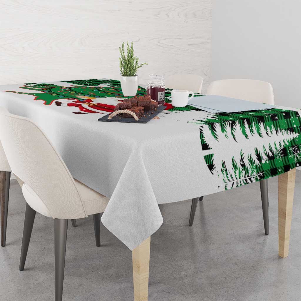 Lebanon Christmas Tablecloth with Santa Claus Reindeer Trees and Festive Knit Pattern - Wonder Print Shop