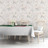 Lebanon Christmas Tablecloth with Santa Claus Reindeer Trees and Festive Knit Pattern - Wonder Print Shop