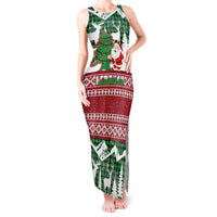 Lebanon Christmas Tank Maxi Dress with Santa Claus Reindeer Trees and Festive Knit Pattern - Wonder Print Shop