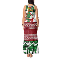 Lebanon Christmas Tank Maxi Dress with Santa Claus Reindeer Trees and Festive Knit Pattern - Wonder Print Shop