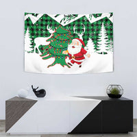 Lebanon Christmas Tapestry with Santa Claus Reindeer Trees and Festive Knit Pattern - Wonder Print Shop