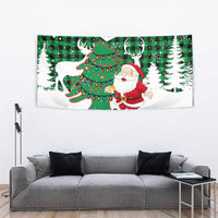 Lebanon Christmas Tapestry with Santa Claus Reindeer Trees and Festive Knit Pattern - Wonder Print Shop