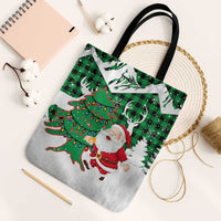 Lebanon Christmas Tote Bag with Santa Claus Reindeer Trees and Festive Knit Pattern - Wonder Print Shop