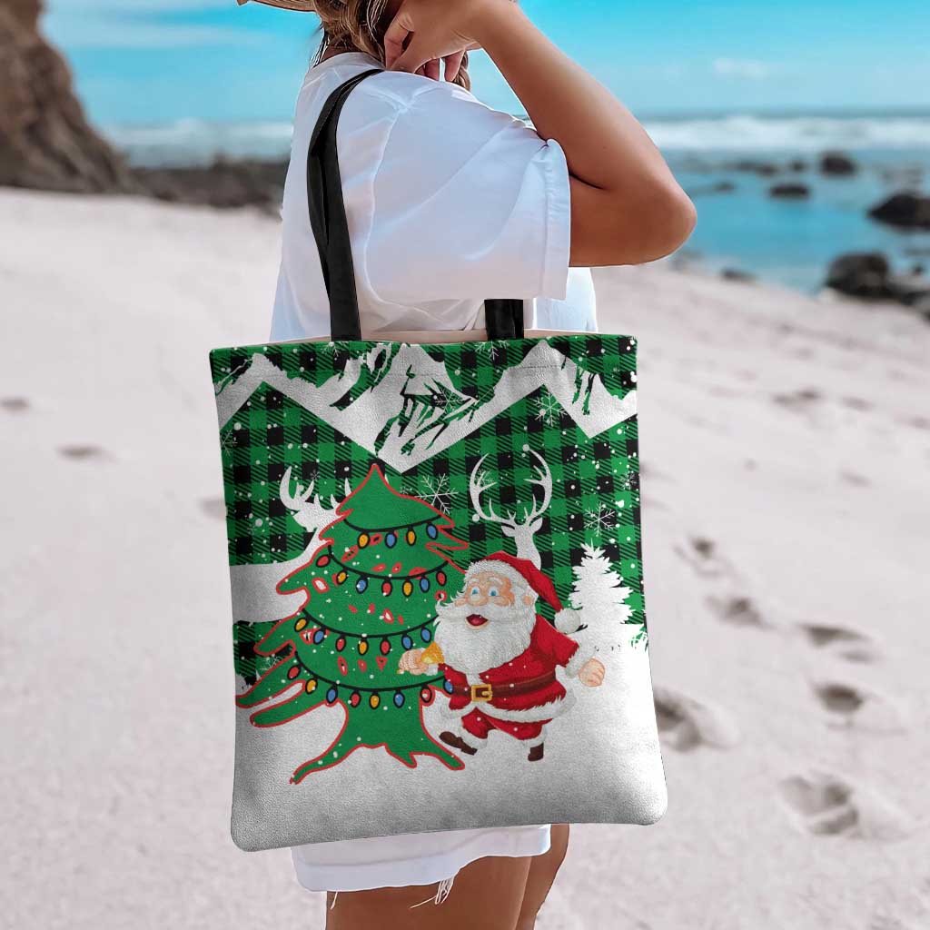 Lebanon Christmas Tote Bag with Santa Claus Reindeer Trees and Festive Knit Pattern - Wonder Print Shop