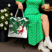 Lebanon Christmas Tote Bag with Santa Claus Reindeer Trees and Festive Knit Pattern - Wonder Print Shop
