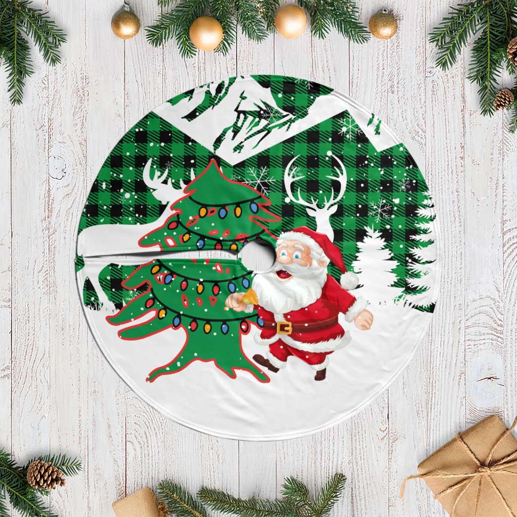 Lebanon Christmas Tree Skirt with Santa Claus Reindeer Trees and Festive Knit Pattern - Wonder Print Shop