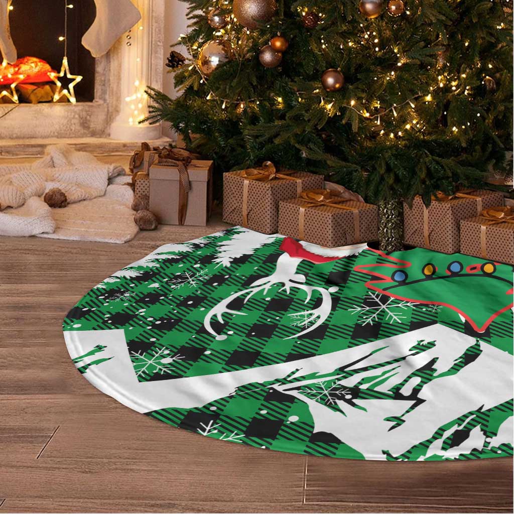 Lebanon Christmas Tree Skirt with Santa Claus Reindeer Trees and Festive Knit Pattern - Wonder Print Shop