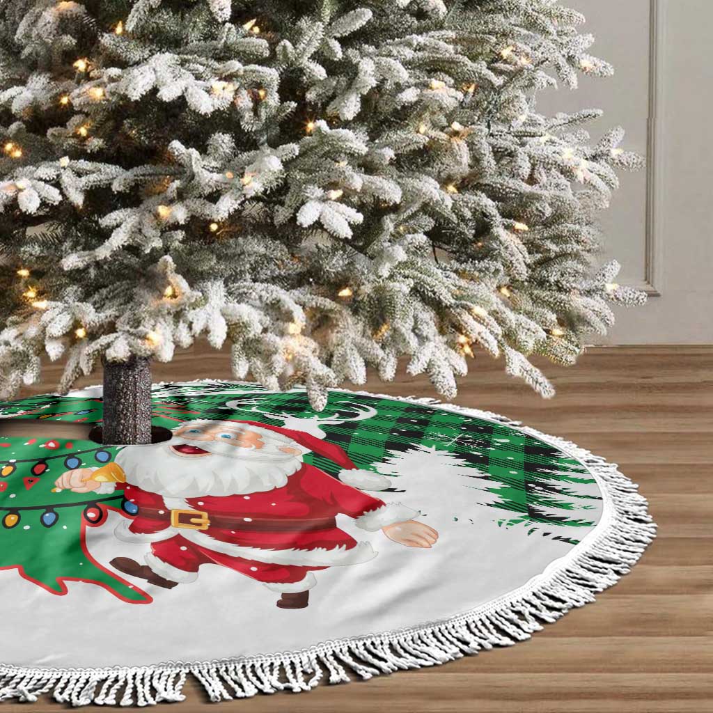 Lebanon Christmas Tree Skirt with Santa Claus Reindeer Trees and Festive Knit Pattern - Wonder Print Shop