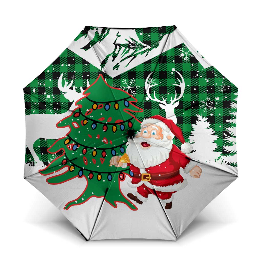 Lebanon Christmas Umbrella with Santa Claus Reindeer Trees and Festive Knit Pattern - Wonder Print Shop