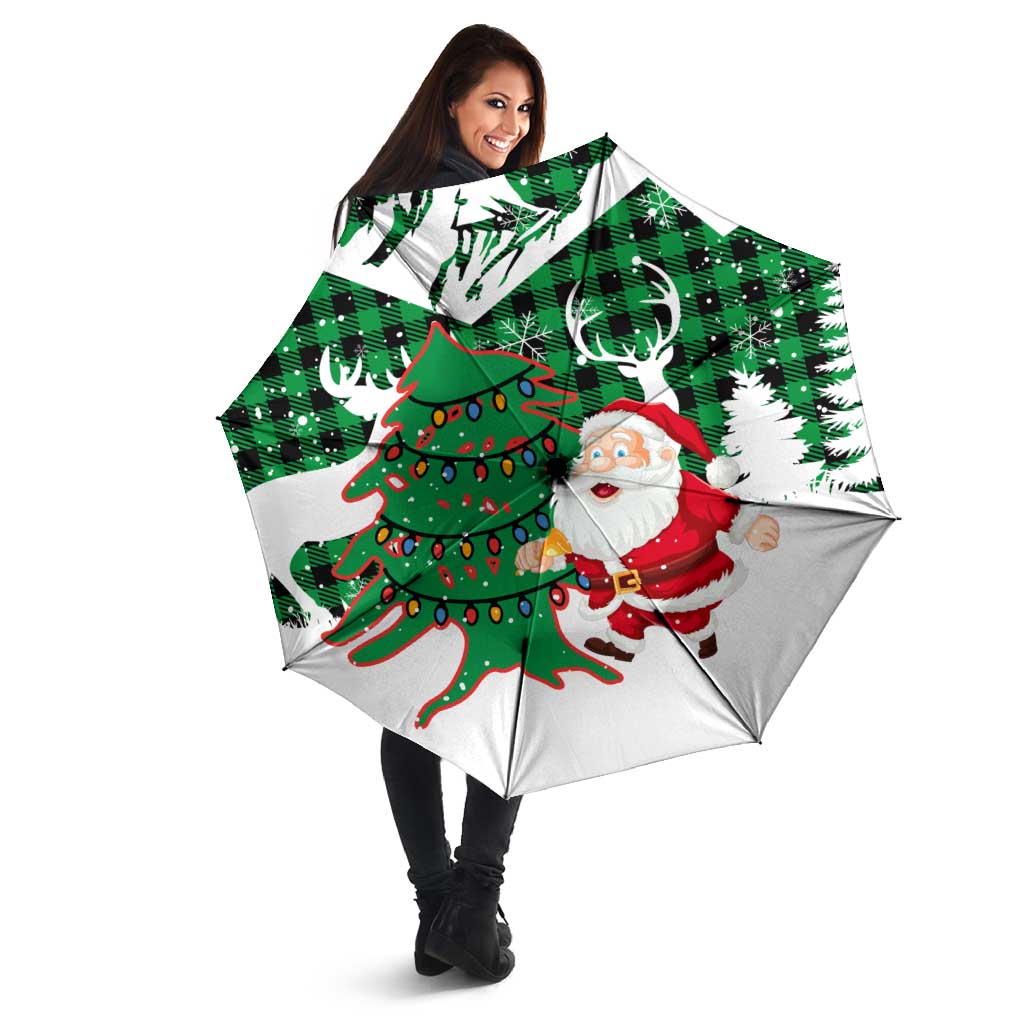 Lebanon Christmas Umbrella with Santa Claus Reindeer Trees and Festive Knit Pattern - Wonder Print Shop