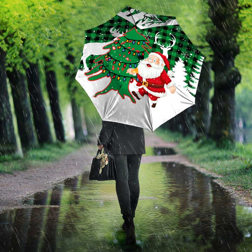 Lebanon Christmas Umbrella with Santa Claus Reindeer Trees and Festive Knit Pattern - Wonder Print Shop