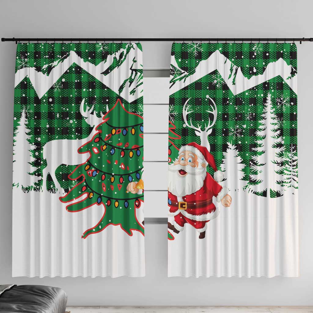 Lebanon Christmas Window Curtain with Santa Claus Reindeer Trees and Festive Knit Pattern - Wonder Print Shop