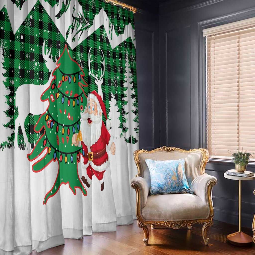 Lebanon Christmas Window Curtain with Santa Claus Reindeer Trees and Festive Knit Pattern - Wonder Print Shop