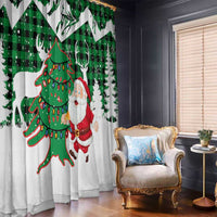 Lebanon Christmas Window Curtain with Santa Claus Reindeer Trees and Festive Knit Pattern - Wonder Print Shop